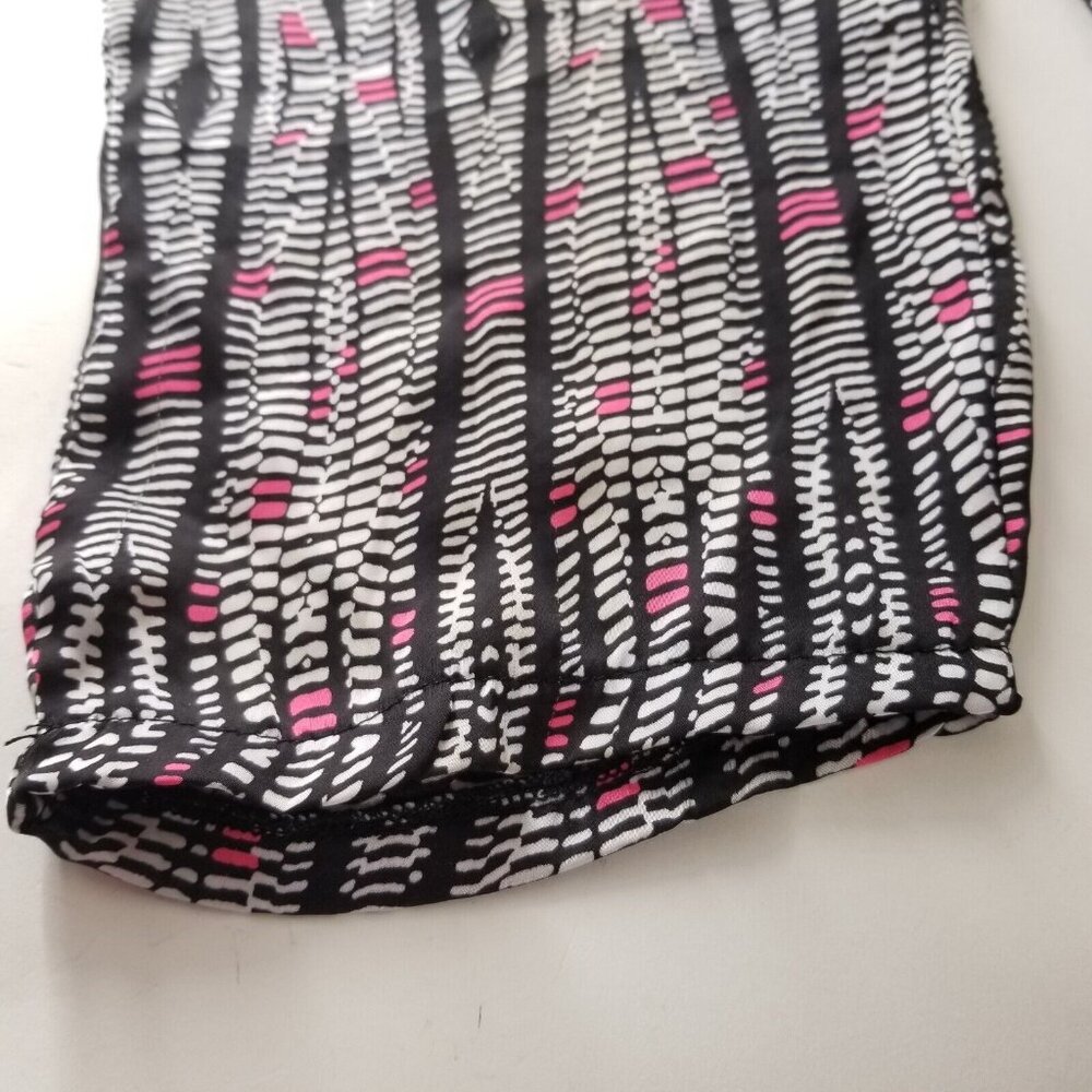 Swim Beach Flowy Pants Womens Medium Black Pink Wide Leg Elastic Waist Tie - Picture 8 of 11